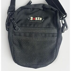 Vintage Baker Skateboards Satchel Bag Mens Small Black Hobobag Logo Strap Camera